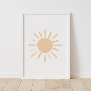 Poster Decor de Nursoros de Bebê Sun Amarelo