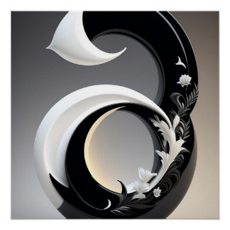 Póster decor de parede branca e negra para sala de estar