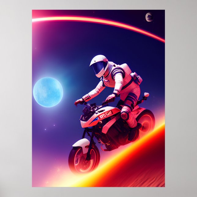Poster Decor de Parede Digital do SciFi, Biker Futístico (Frente)