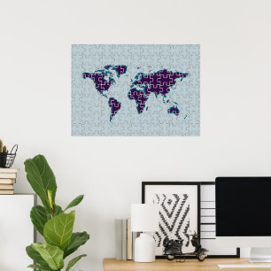 Póster decor de parede do mapa quebra-cabeça