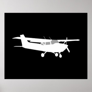 Póster Decor de Voo Clássico de Cessna Silhouette