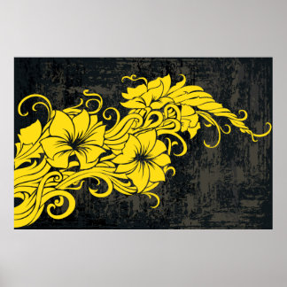 Poster Decor floral amarelo moderno pano
