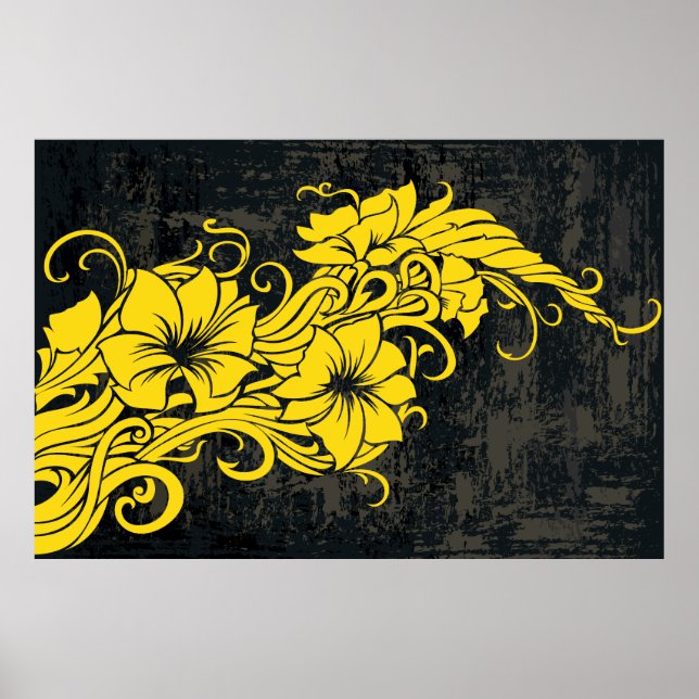 Poster Decor floral amarelo moderno pano (Frente)