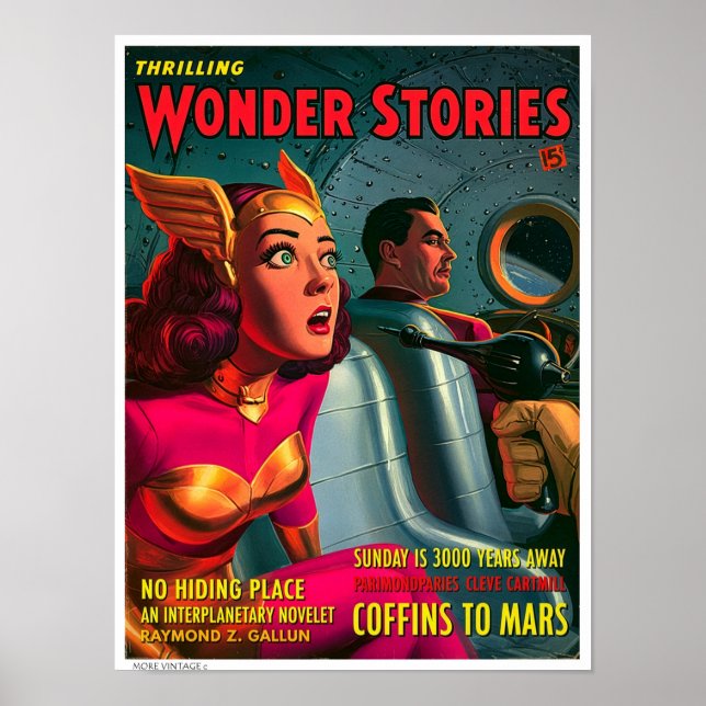 POSTER DECOR KITSCH: CAPA DE REVISTA PULP ANTIGA (Frente)