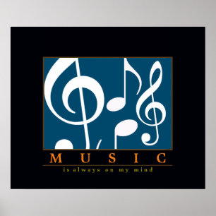 Poster decor musical, nota de clave tripla