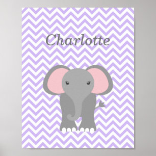 Poster Decor Personalizado de Enfermeiro do Elefante Purp