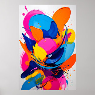 Poster Decoração Abstrata Vibrante de Dopamina Colorida