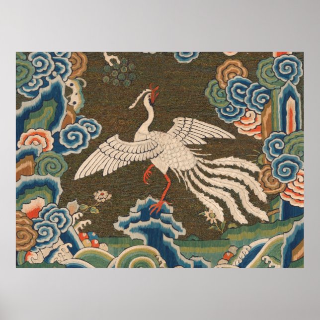 Poster Decoração Antiga Chinesa de Pássaros (Frente)