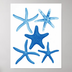 Poster Decoração azul da parede da praia da estrela do