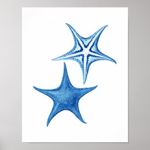 Póster Decoração azul da parede da praia da estrela do