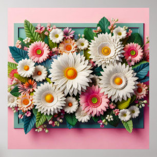Poster Decoração Botânica para Lar Composição Floral Eleg