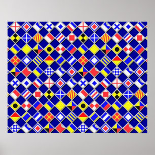 Póster Decoração Checkered das bandeiras de sinal náut