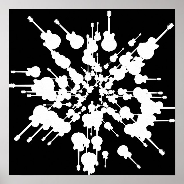 Póster decoração com tema musical preto e branco (Frente)