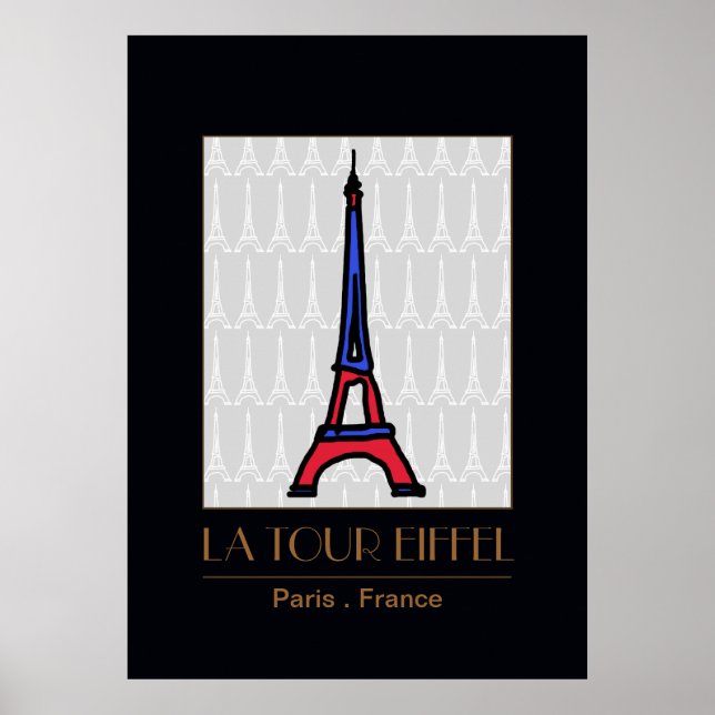 Póster Decoração da excursão Eiffel/Paris do La (Frente)