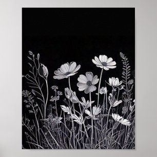 Poster Decoração da parede da silhueta de flores