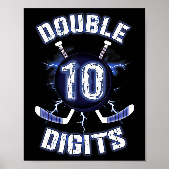 Poster Decoração de Aniversário de Dois Dígitos Hóquei no (Frente)