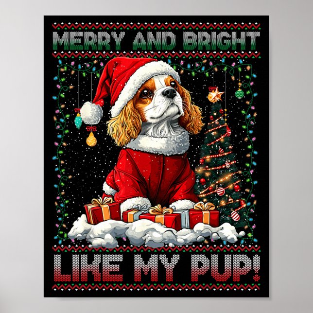 Poster Decoração de árvore de Natal do Cavalier King Char (Frente)