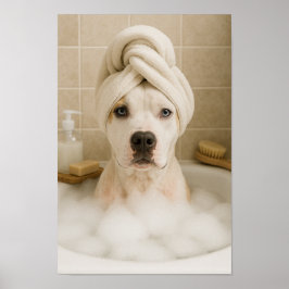 Poster decoração de banheiro engraçada cachorro americano