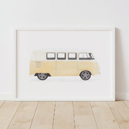 Poster Decoração de Berçário Amarelo Retro em Van