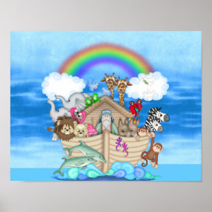 Póster DECORAÇÃO DE BERÇÁRIO Arca de Noé MURAL ARCO-ÍRIS