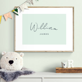 Poster Decoração de Berçário com Nome Personalizado de Be