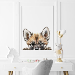 Poster Decoração de berçário de cachorro selvagem em aqua