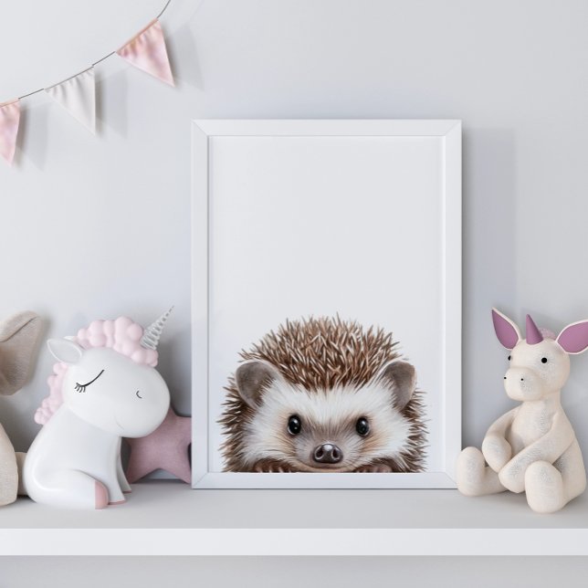 Poster Decoração de Berçário de Ourinho de Bebê em Aquare (Cute Watercolor Baby Hedgehog Nursery Decor)