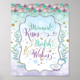 Poster Decoração de berçário de sereia Menina sob a arte 