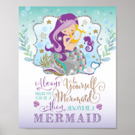 Poster Decoração de berçário de sereia sob a arte de pare