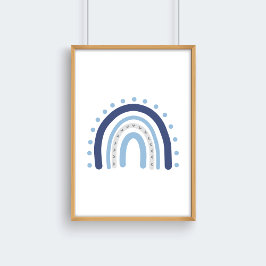 Poster Decoração de Berçário Infantil Cinza e Azul-Marinh