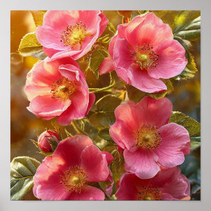 Poster Decoração de Casa Botânica Rosa para Quarto, Sala 