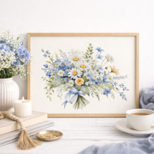 Poster Decoração de Casa com Buquê de Margaridas Silvestr