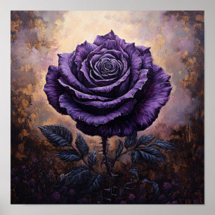 Poster Decoração de Casa de Arte Retro Flor de Rosa Antig