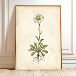 Poster Decoração de Casa de Campo Botânica Margarida Anti