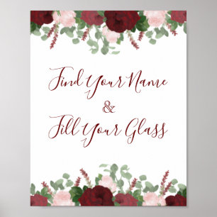 Poster Decoração de Chá de Noiva com Rosas Florais Rosa B