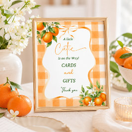 Poster Decoração de Chás de Bebê Laranja Fofo