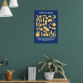 Poster Decoração de cozinha de tipos de massas