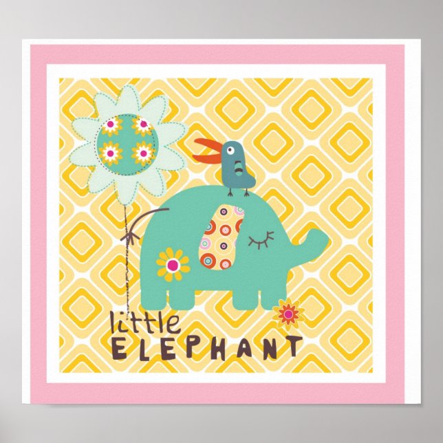 Póster decoração de elefante pequeno para parede (Frente)