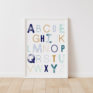 Poster Decoração de Enfermeiro Blue Alphabet Boy