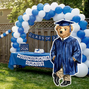 Poster Decoração de Festa de Formatura Imprimível Urso Az