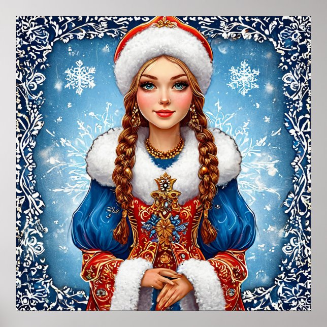 Poster Decoração de Inverno da Donzela de Neve para Quart (Frente)