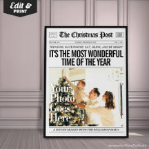 Decoração de jornal de Natal personalizada, Natal