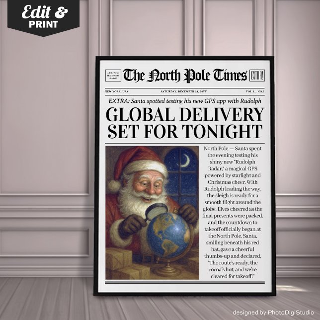 Poster Decoração de jornal de Natal personalizada, Natal  (Custom Christmas Newspaper Decor, Funny Christmas Poster)