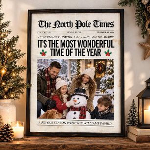 Poster Decoração de jornal de Natal personalizada, Natal 