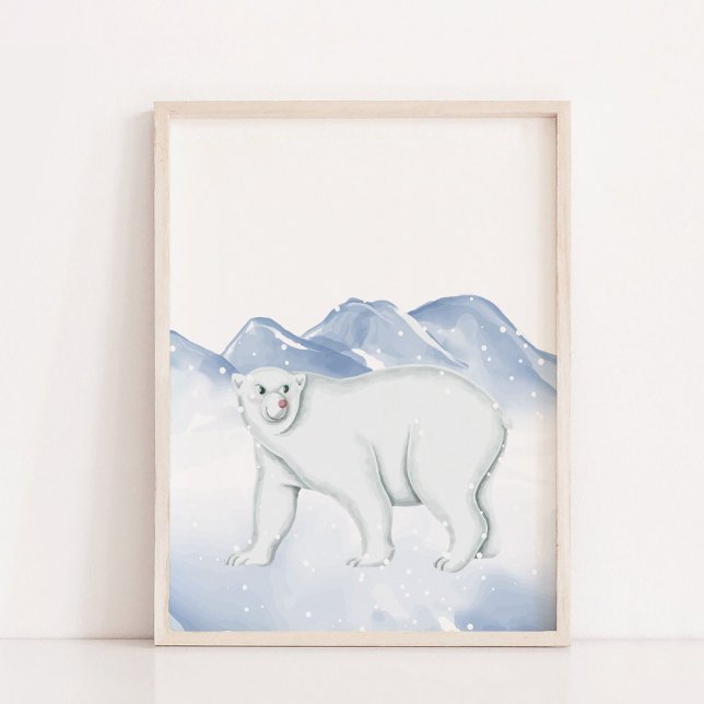 Poster Decoração de Muro Ártico Ártico do Urso Polar de i (Cute Winter Polar Bear Arctic Nursery Wall Decor)