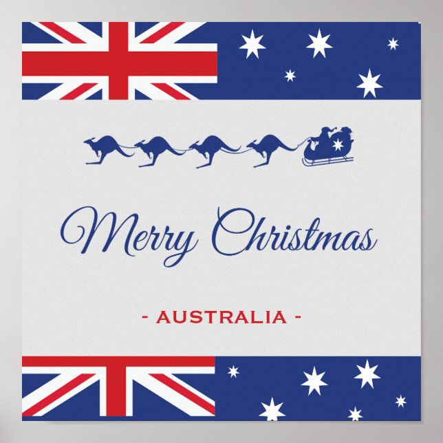 Poster Decoração de Natal de Canguru, Animal Feliz Austrá (Frente)