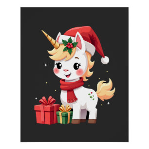 Póster Decoração de Natal Unicórnio Camisa de Natal do Pa