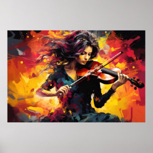 Poster Decoração de pintura de música do Violin Player