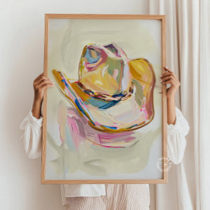 Poster Decoração de pintura do Chapéu da Cowgirl, Pastel 