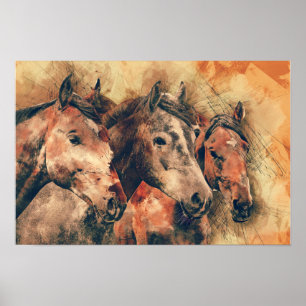 Póster Decoração de pintura por aquarela artística